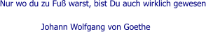 Nur wo du zu Fuß warst, bist Du auch wirklich gewesen  Johann Wolfgang von Goethe